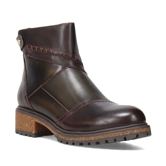 NIB Earth Elements Taylen Boot Bootie Lug Sole Patchwork Leather Walnut - Picture 12 of 14